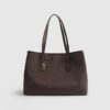 Brown Nylon Buckle Handle Shopper Bag