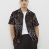 Brown Oversized Fit Floral Rope Print Shirt