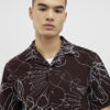 Brown Oversized Fit Floral Rope Print Shirt