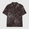 Brown Oversized Fit Floral Rope Print Shirt