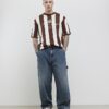 Brown Oversized Fit Stripe Football T-Shirt