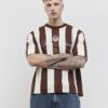 Brown Oversized Fit Stripe Football T-Shirt