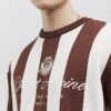 Brown Oversized Fit Stripe Football T-Shirt