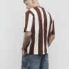 Brown Oversized Fit Stripe Football T-Shirt