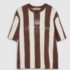 Brown Oversized Fit Stripe Football T-Shirt