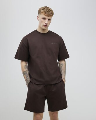 Brown Oversized Fit T-Shirt And Shorts Set