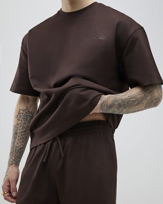 Brown Oversized Fit T-Shirt And Shorts Set