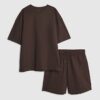 Brown Oversized Fit T-Shirt And Shorts Set