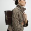 Brown Patent Bar Front Clutch Bag
