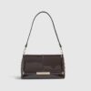 Brown Patent Bar Front Clutch Bag