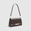 Brown Patent Bar Front Clutch Bag