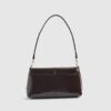Brown Patent Bar Front Clutch Bag