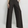 Brown Pinstripe Wide Leg Trousers