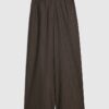 Brown Pinstripe Wide Leg Trousers