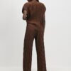 Brown Plisse Wide Leg Trousers