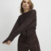 Brown Premium Crinkle Effect Batwing Top