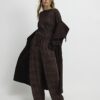Brown Premium Crinkle Effect Batwing Top