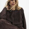 Brown Premium Crinkle Effect Batwing Top