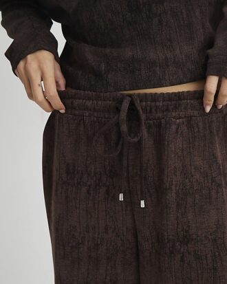 Brown Premium Crinkle Effect Wide Leg Joggers