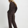 Brown Premium Crinkle Effect Wide Leg Joggers