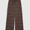 Brown Premium Crinkle Effect Wide Leg Joggers