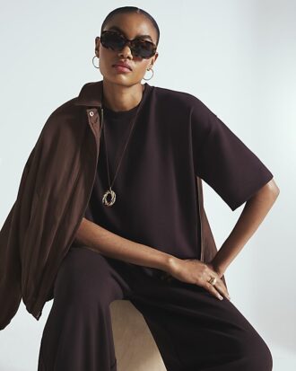 Brown Premium Short Sleeve Boxy T-shirt