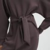 Brown Premium Tie Front Mini Sweatshirt Dress