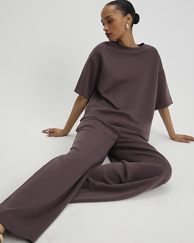 Brown Premium Wide Leg Joggers