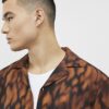 Brown Regular Fit Abstract Animal Print Shirt