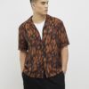 Brown Regular Fit Abstract Animal Print Shirt