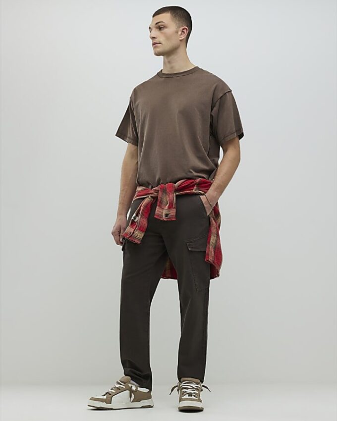 Brown Regular Fit Cargo Trousers