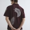 Brown Regular Fit Leaf Embroidered Shirt