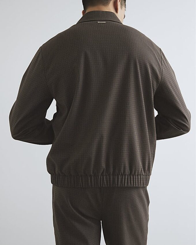 Brown Regular Fit Puppytooth Jacket
