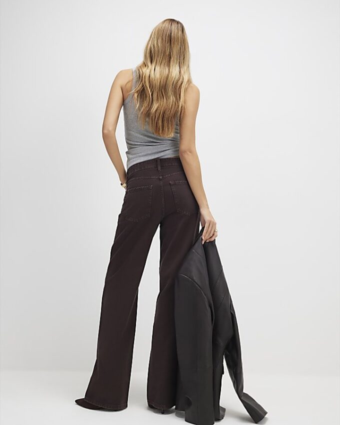 Brown Relaxed Straight Jeans