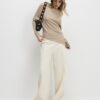 Brown Ribbed Off The Shoulder Jumper