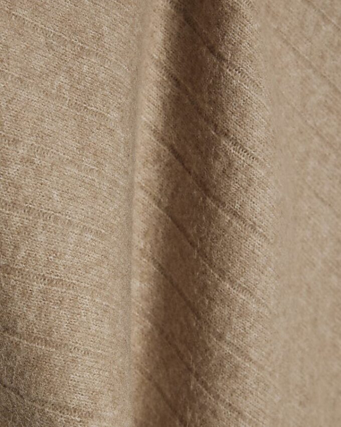 Brown Ribbed Off The Shoulder Jumper