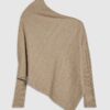 Brown Ribbed Off The Shoulder Jumper