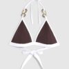 Brown Ring Detail Triangle Bikini Top