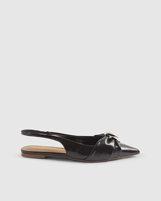 Brown Ruched Slingback Pointed Toe Shoes Brown Ruched Slingback Pointed Toe Shoes