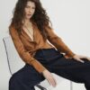 Brown Satin Long Sleeve Slim Fit Shirt