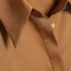 Brown Satin Long Sleeve Slim Fit Shirt