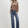 Brown Satin Slim Fit Long Sleeve Shirt