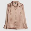 Brown Satin Slim Fit Long Sleeve Shirt