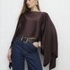Brown Satin Waterfall Cape