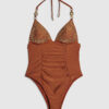 Brown Shaping Stud Swimsuit