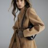 Brown Short Belted Wrap Coat