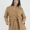 Brown Short Belted Wrap Coat