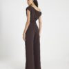 Brown Short Sleeve Asymmetric Drape Jumpsuit