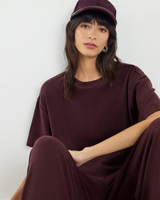 Brown Short Sleeve Cosy Boxy T-Shirt