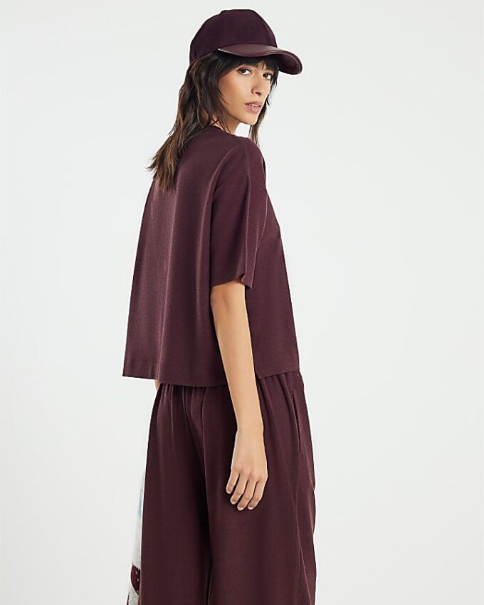 Brown Short Sleeve Cosy Boxy T-Shirt